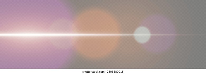 Horizontal movement of glare. Lens and flash effect. On a transparent background.