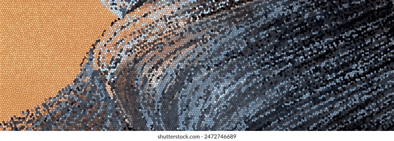 Horizontal multi line color gradient geometric design cut piece mosaic abstract blended aqua to light white blue to cork brown gradient background 1