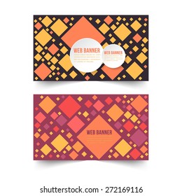Horizontal Multicolor Square Diamonds Elements Website Banner Template