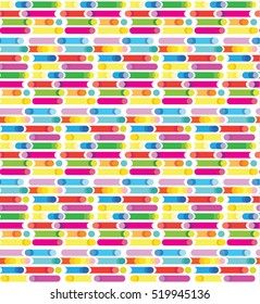 Horizontal Multicolored stripes seamless pattern in Red, Blue and Purples, Bright Orange, Red, Green colors. Dynamic artistic background. Vector 2023 For advertising design, print and digital editions