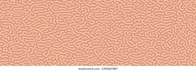 Horizontal natural coral pattern, peach fuzz abstract poster design with reaction diffusion ornament. For banner, flier, invitation card. Vector illustration