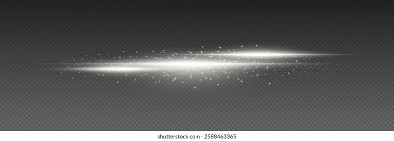 Horizontal neon flash of light. Line of flash and beam.
