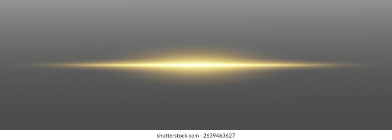 Horizontal neon light lines. On a transparent background.