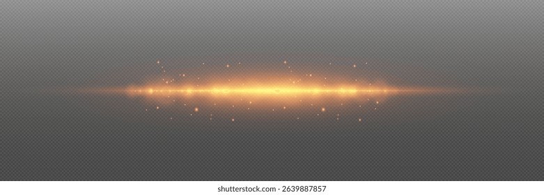 Horizontal neon light lines. On a transparent background.