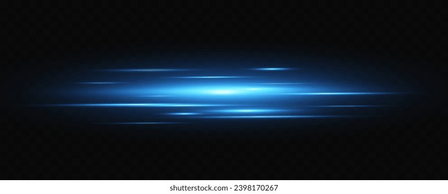 Horizontal neon lines. Light speed stripes. Futuristic blue motion lines.