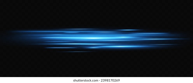 Horizontal neon lines. Light speed stripes. Futuristic blue motion lines.