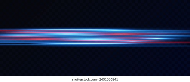 Horizontale Neonlinien. Streifen mit leichter Geschwindigkeit. Futuristische blaue Bewegungslinien.