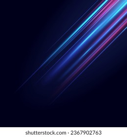Horizontal neon lines. Speed ​​lines. Motion light effect. Vector.High speed blur effect