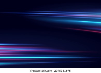 Horizontal neon lines.Blue speed lines.Motion light effect.Vector. red.Vector illustration of a blue color. Light effect. Abstract laser beams of light. Chaotic neon rays of light .