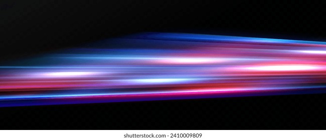 Horizontal neon lines.Blue speed lines.Motion light effect.Vector. red.Vector illustration of a blue color. Light effect. Abstract laser beams of light. Chaotic neon rays of light .