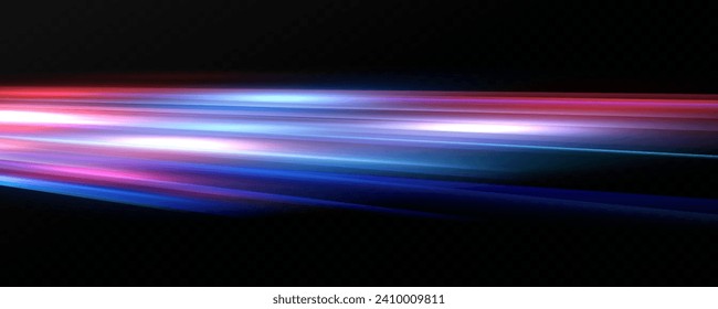 Horizontal neon lines.Blue speed lines.Motion light effect.Vector. red.Vector illustration of a blue color. Light effect. Abstract laser beams of light. Chaotic neon rays of light .
