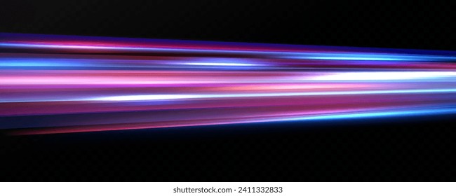 Horizontal neon lines.Blue speed lines.Motion light effect.Vector. red.Vector illustration of a blue color. Light effect. Abstract laser beams of light. Chaotic neon rays of light .