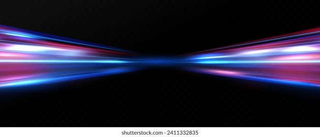 Horizontal neon lines.Blue speed lines.Motion light effect.Vector. red.Vector illustration of a blue color. Light effect. Abstract laser beams of light. Chaotic neon rays of light .