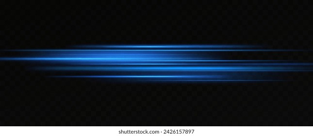  Horizontale Neonlinien.Blaue Geschwindigkeitslinien.Bewegungslichteffekt.Vektor. rot.Vektorgrafik einer blauen Farbe. Lichteffekt Abstrakte Laserstrahlen des Lichts. Chaotische Neonstrahlen des Lichts 