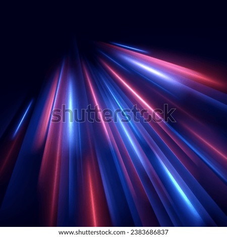 Horizontal neon lines.Blue speed lines.Motion light effect.Vector. red
