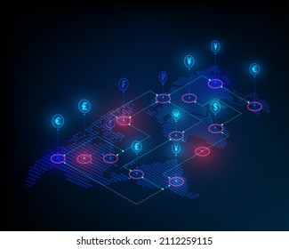 horizontal network map currency exchange illustration icon