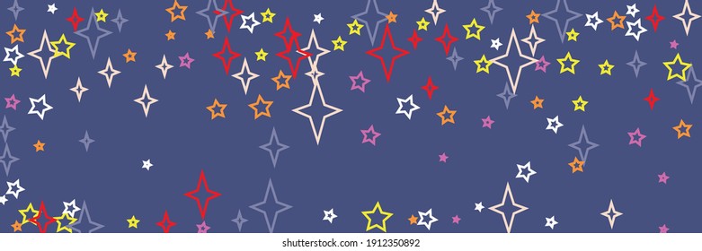 Horizontal Neujahr Beige rote Weihnachtsmütze Hintergrund. Helles, mehrfarbiges, lebhaftes, violettes, gelbes Druckmuster. Chaotic Orange Pink Holiday Stars White Purple Design Pic.