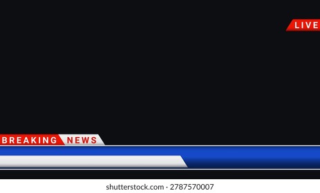 Horizontal news lower third template with breaking headline and live label. Clean broadcast design on dark background for media projects.