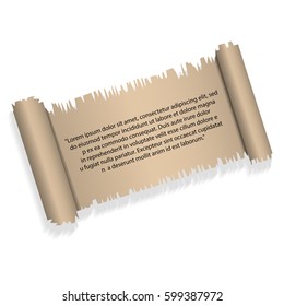 Horizontal old paper scroll ribbon banner vector illustration eps 10