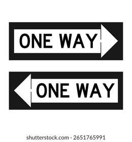 horizontal one way traffic sign in black and white with right and left arrows for road direction, parking, and safety. clean regulatory vector for streets, lanes, and facility signs.