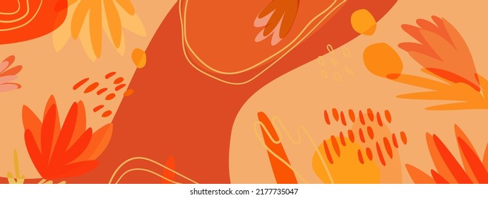 Horizontal orange background with abstract colors, highlights, shapes, spots. Modern banner design with space for text, ads, promotions, discounts, etc.