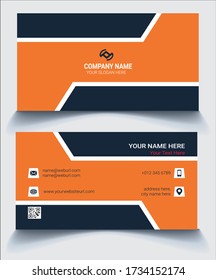 Horizontal orange und tiefgraue Farbe einfache Visitenkarten Design-Vektorvorlage, Horizontal sauber orange und tiefgrau einfache Visitenkartendesign Vektor, Vorderteil weiß