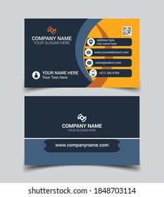 Plantilla vectorial de tarjeta de visita de color naranja horizontal y gris profundo, plantilla de diseño simple y limpio	
