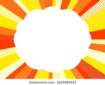 horizontal orange frame template with random polka dots and concentrated lines