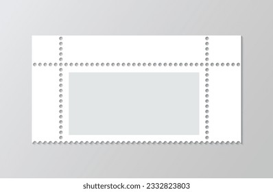 Horizontal oriented post stamp with blank frames. Empty postal shapes border set. Paper postmarks suitable for mailing letters is shown in a vector illustration, isolated on a gray background.