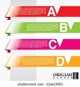 Horizontal origami ribbon banners vector.EPS10