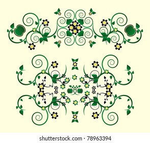 horizontal ornament with flower and curl