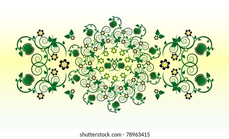 horizontal ornament with flower and curl