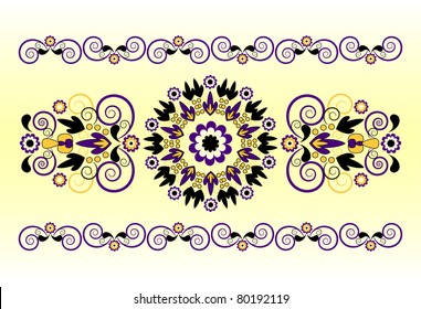 horizontal ornament with flower and curl