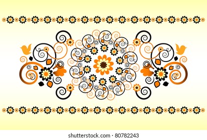 horizontal ornament with flower and curl