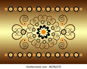 horizontal ornament with flower and curl