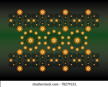 horizontal ornament with flower on colored background