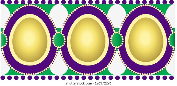 Horizontal ornament with golden eggs , seamless pattern, vector illustration