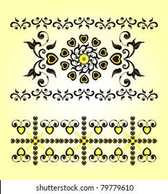 horizontal ornament with heart and leaf