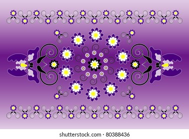 horizontal ornament with iris and curl