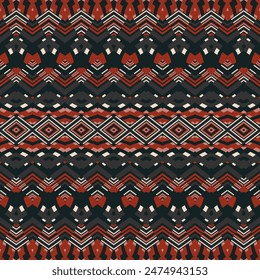 Horizontal ornament in white red black for scarves or pillows, for printing on fabric or paper. Ribbons.  Home decor, interior design, cloth design.