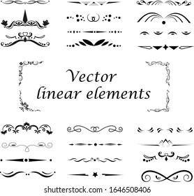 Ornamentos horizontales para el diseño de textos, menús, tarjetas, etc. Un gran conjunto de adornos horizontales.