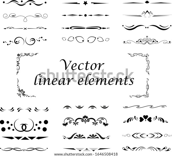 Horizontal ornaments for the\
design of texts, menus, cards, etc. A large set of horizontal\
ornaments.