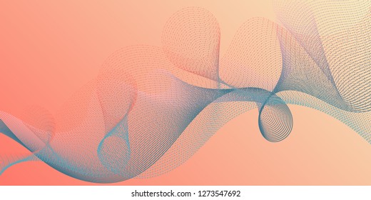 Horizontal overlay lines movement pattern. Overlapping curves card backdrop simple design. Moving bent lines ripple effect graphics. Stylish progressive technology vector wallpaper.