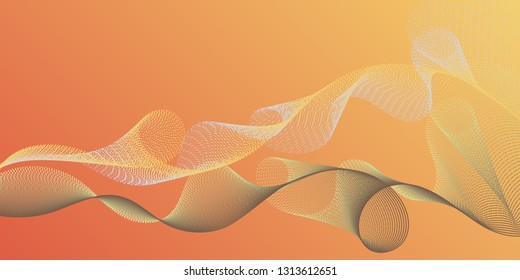 Horizontal overlay lines movement pattern. Overlapping curves card backdrop simple design. Moving bent lines ripple effect graphics. Colorful fashionable poster smoky vector pattern.
