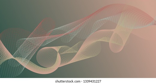 Horizontal overlay lines movement pattern. Colorful fashionable poster smoky vector pattern. Moving bent lines ripple effect graphics. Overlapping curves card backdrop simple design.