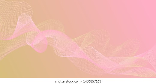 Horizontal overlay lines movement pattern. Gradient curves flow effect illusion fancy background. Moving curl lines ripple texture design. Stylish progressive technology vector wallpaper.
