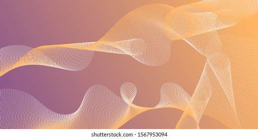 Horizontal overlay lines movement pattern. Reticulated intersecting curves geometry backdrop. Moving bent lines ripple effect graphics. Contemporary vector graphics with bent waves.