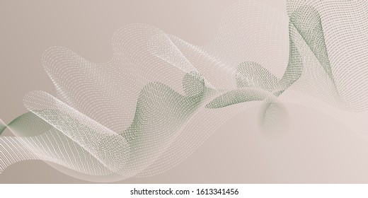 Horizontal overlay lines movement pattern. Contemporary vector graphics with bent waves. Moving bent lines ripple effect graphics. Reticulated intersecting curves geometry backdrop.