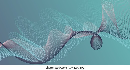Horizontal overlay lines movement pattern. Reticulated intersecting curves geometry backdrop. Moving bent lines ripple effect graphics. Colorful fashionable poster smoky vector pattern.