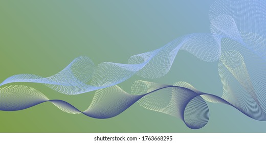 Horizontal overlay lines movement pattern. Scientific researches dynamic curves web trendy background. Moving bent lines ripple effect graphics. Colorful fashionable poster smoky vector pattern.